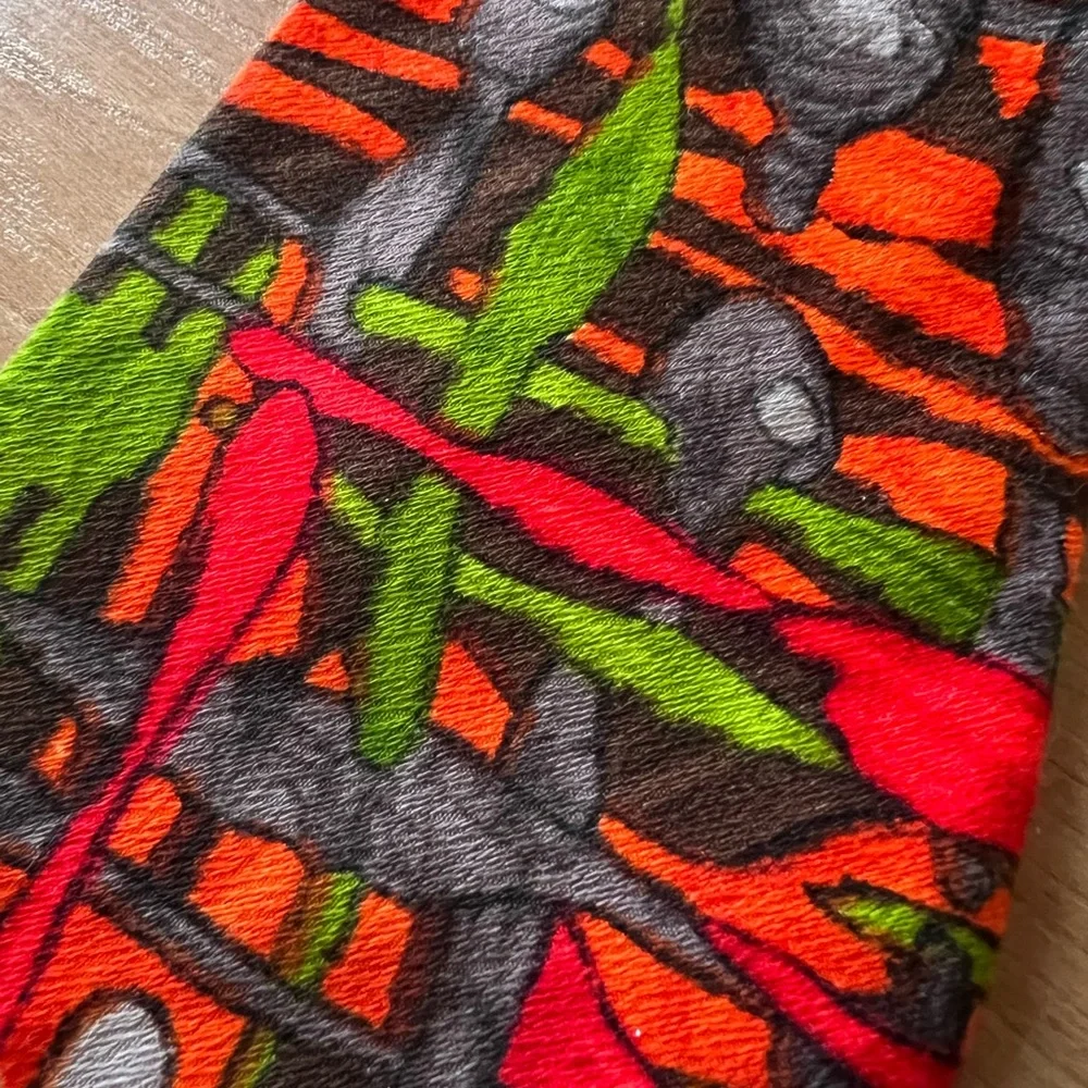 Vintage Abstract Print Necktie Multicolor Retro Pattern